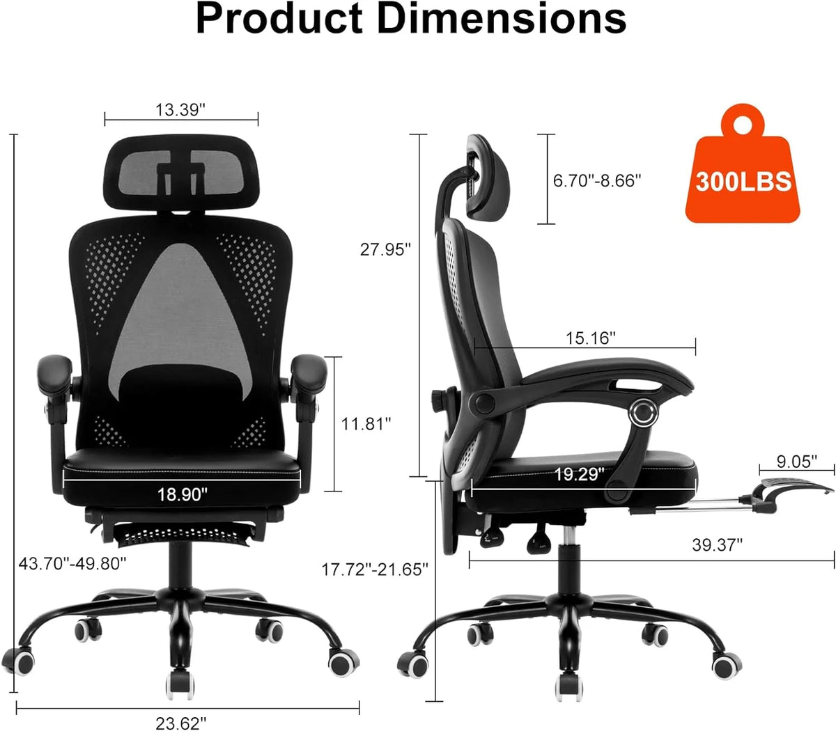 Black Ergonomic High Back Office Chair with Lumbar Support D105373