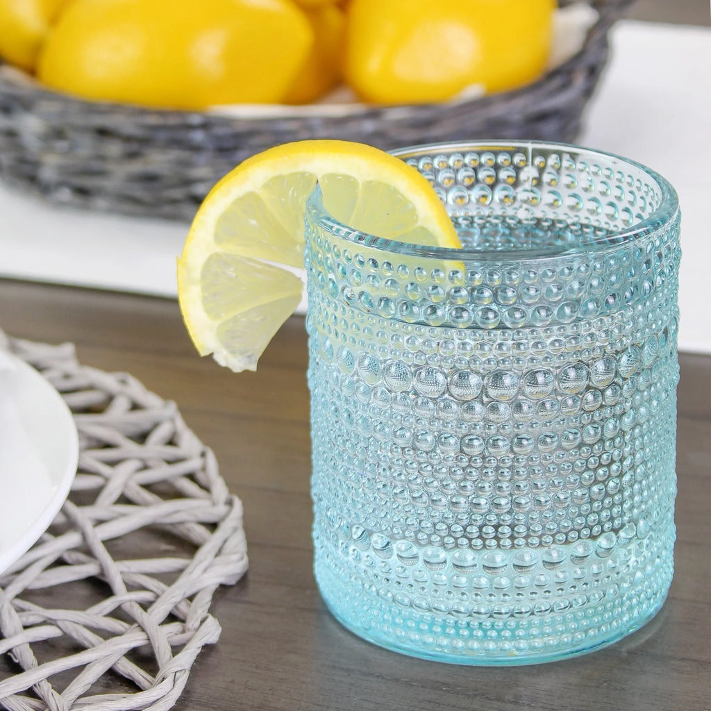 Blue 12oz 6pk Hobnail Drinking Glasses D62993