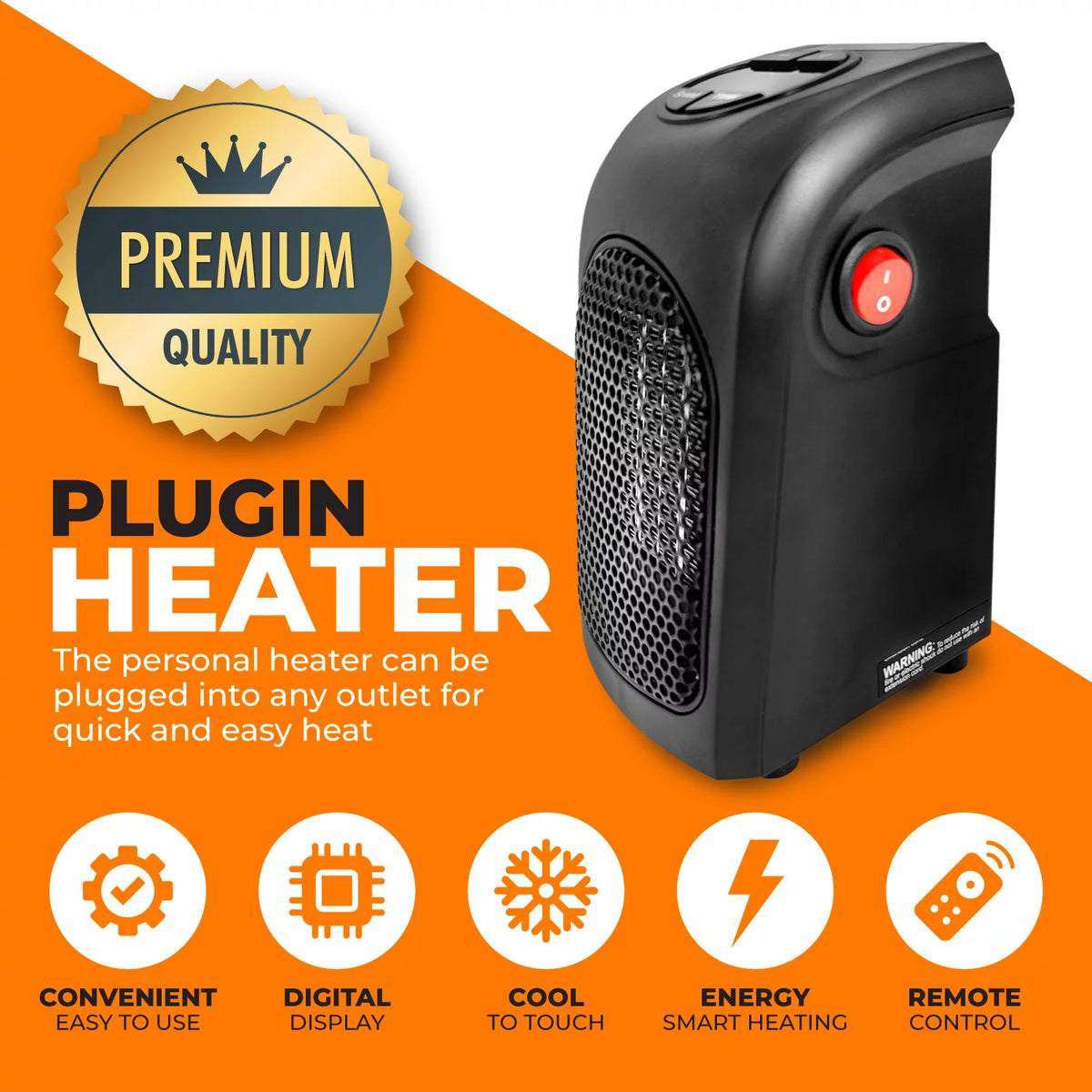 400W Programmable Plugin Heater with Remote, Black C82706