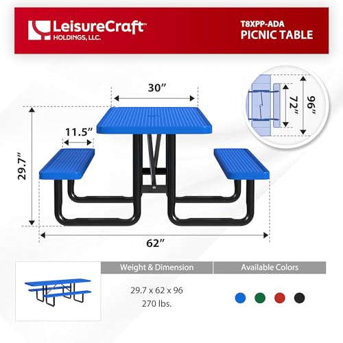 6 Foot Heavy-Duty Metal Picnic Table with Umbrella Hole Y918548