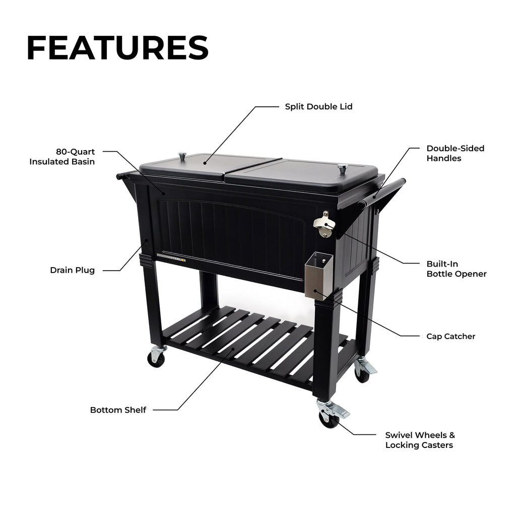 80-Qt Steel Patio Cooler on Wheels F948