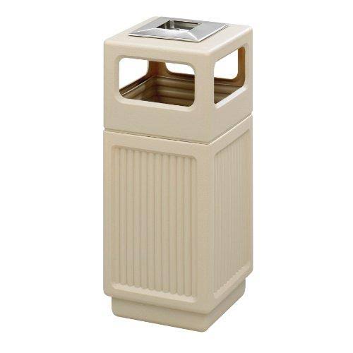 Black 15 Gallon Recessed Panel Trash Can with Ash Urn K707