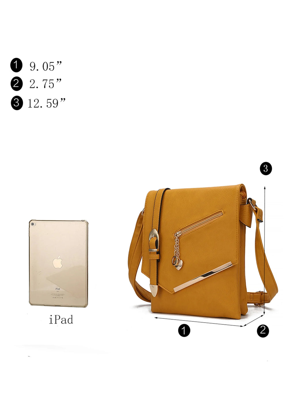 Mustard Vegan Leather Crossbody Bag C7734