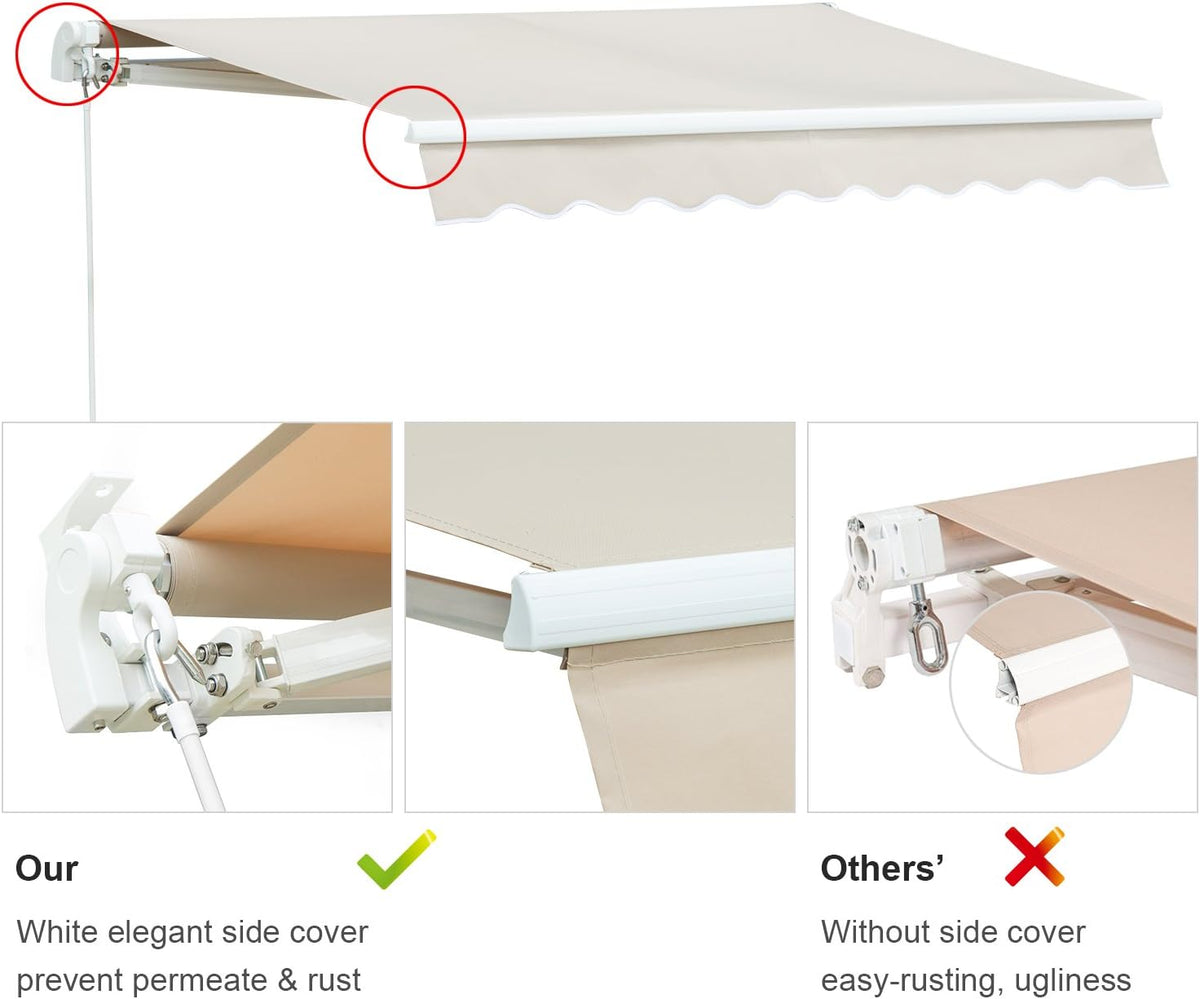 Retractable 12'x10' Beige Patio Awning N18678