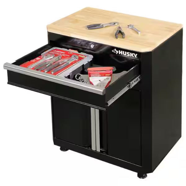 24-Gauge Steel 1-Drawer 2-Door Garage Base Cabinet in Black P215367
