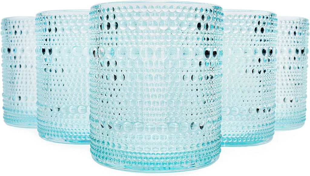 Blue 12oz 6pk Hobnail Drinking Glasses D62993