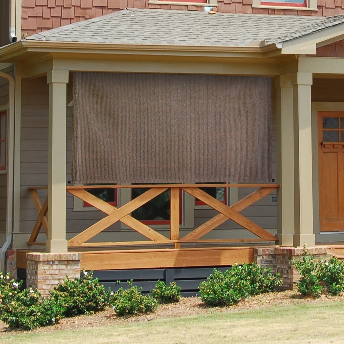 Outdoor Roller Patio Sun Shade 7ft Wide Brown/Black B16740