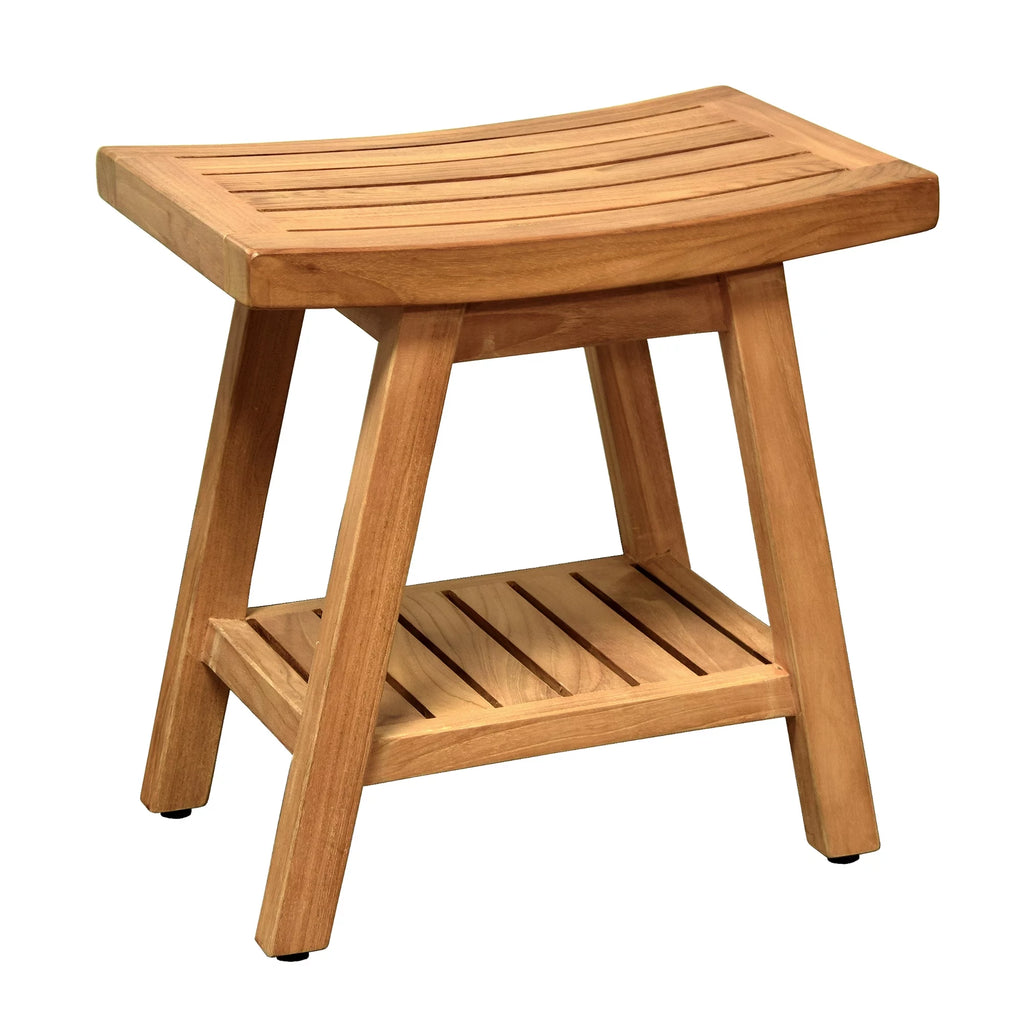 Solid Teak Fully Assembled Shower Bath Spa Stool Side Table O42350