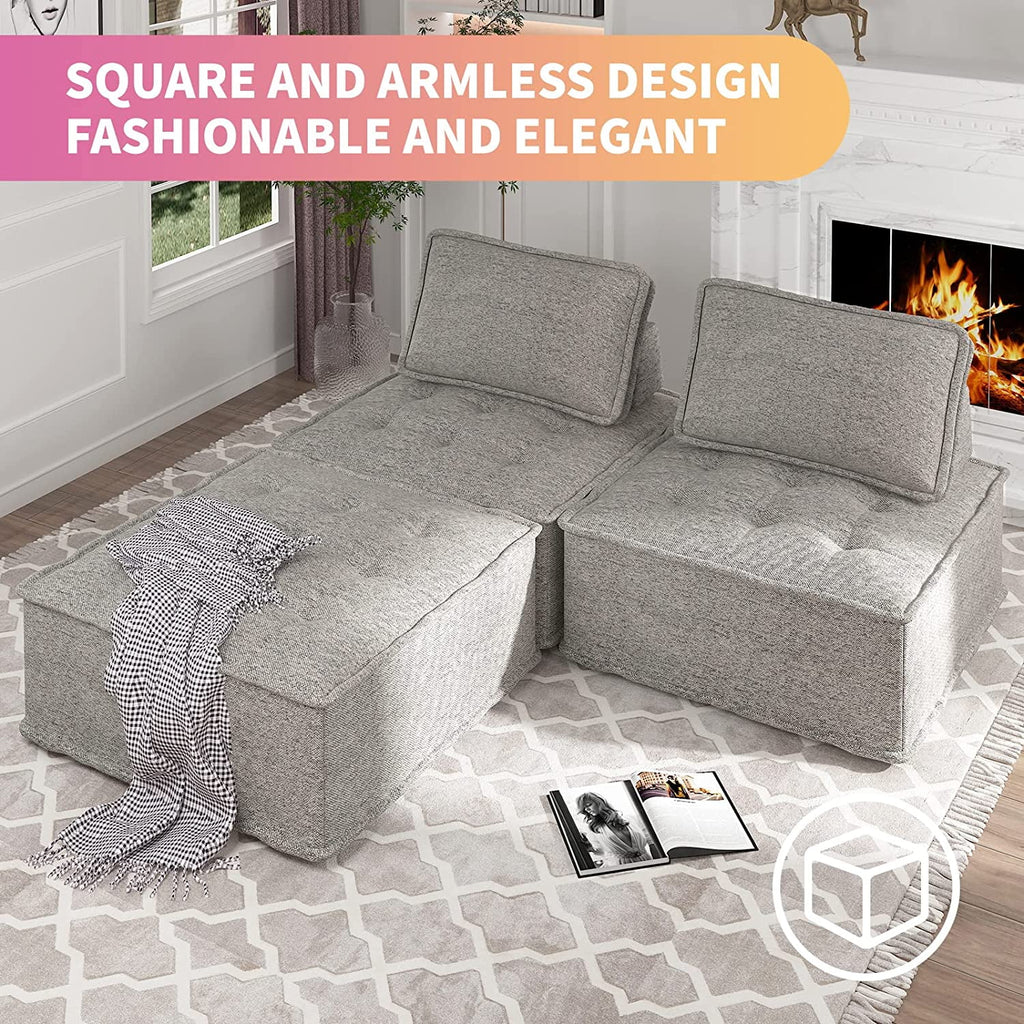 Light Grey 3 Seater Modular Sectional Sofa S265892