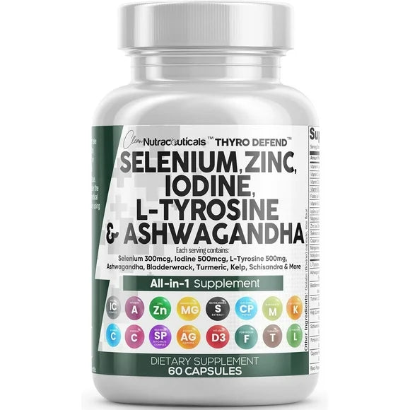 Selenium Zinc Iodine L Tyrosine Ashwagandha 60 Capsules N6932