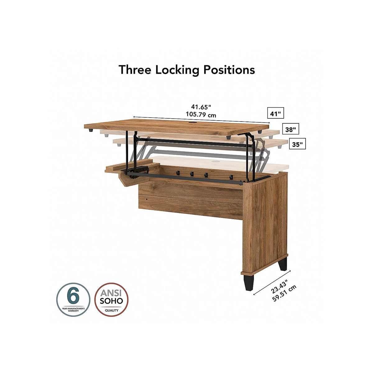 Fresh Walnut Engineered Wood Sit to Stand Return A571