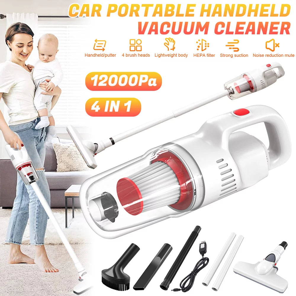 Cordless Stick Vacuum Cleaner, 12000Pa 4 in 1 Handheld (White) Z165352