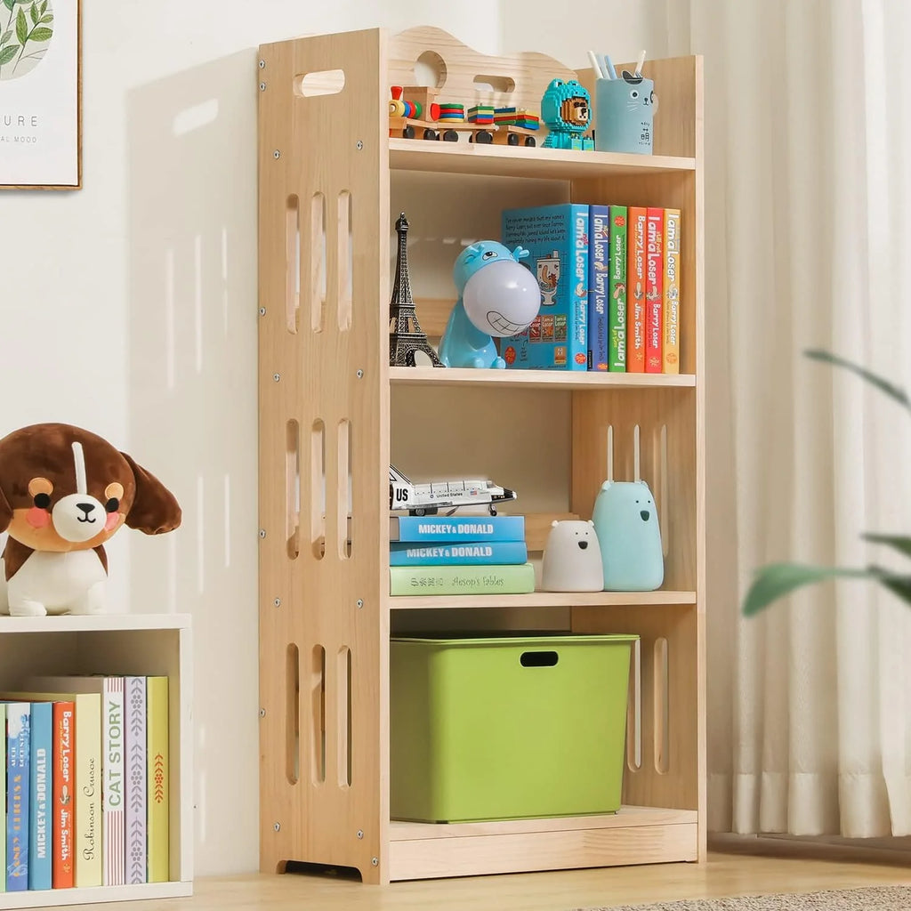 Natural 4 Tier Solid Wood Bookcase F10116