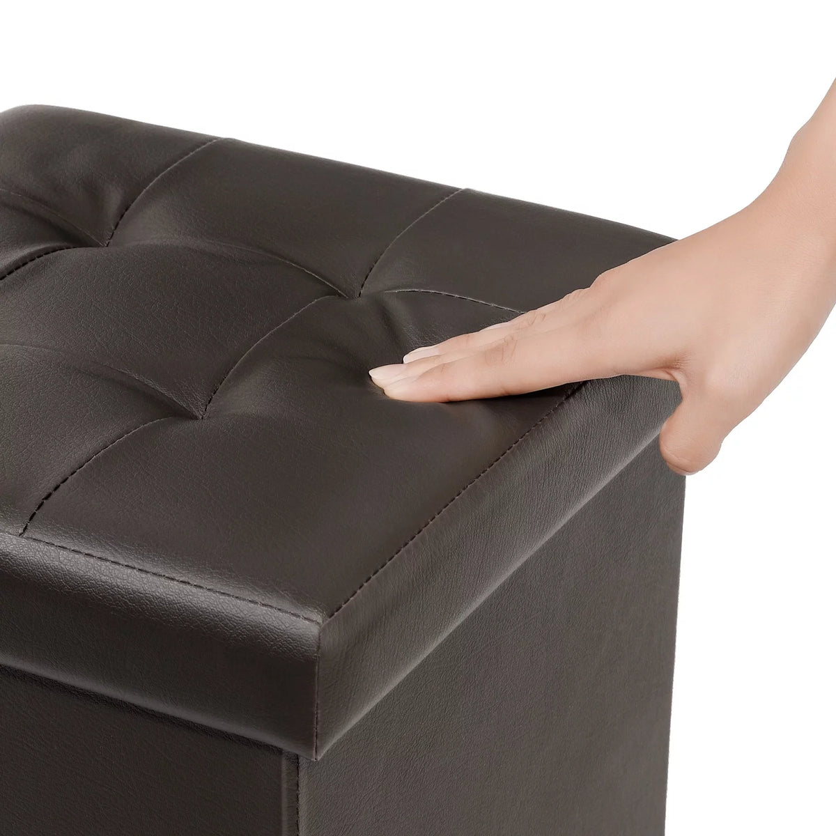 12.6" Pack of 2 Brown Storage Ottoman Cube X4836