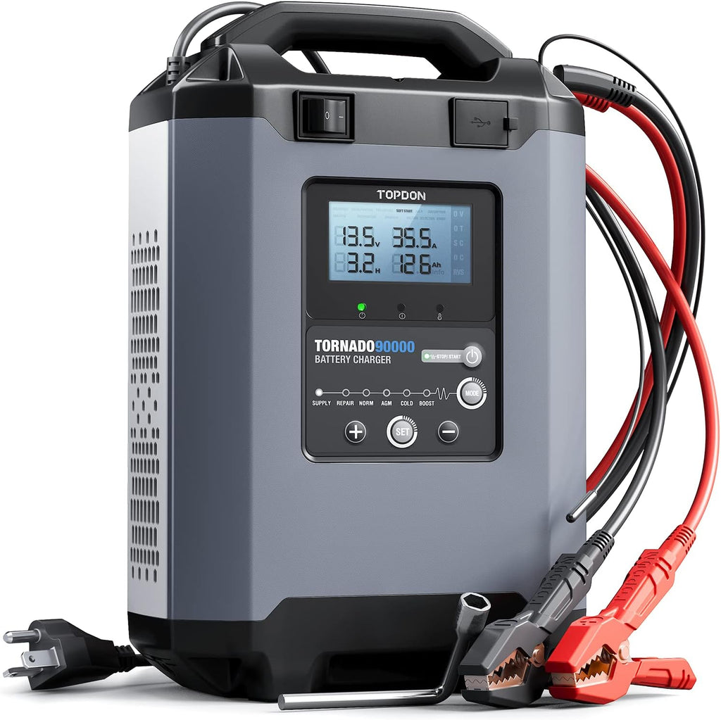 90-Amp 12/24V Smart Automotive Battery Charger Maintainer Desulfator X932385