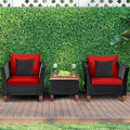 3 Pc Outdoor Patio Rattan Furniture Set Cushioned Sofa Q806