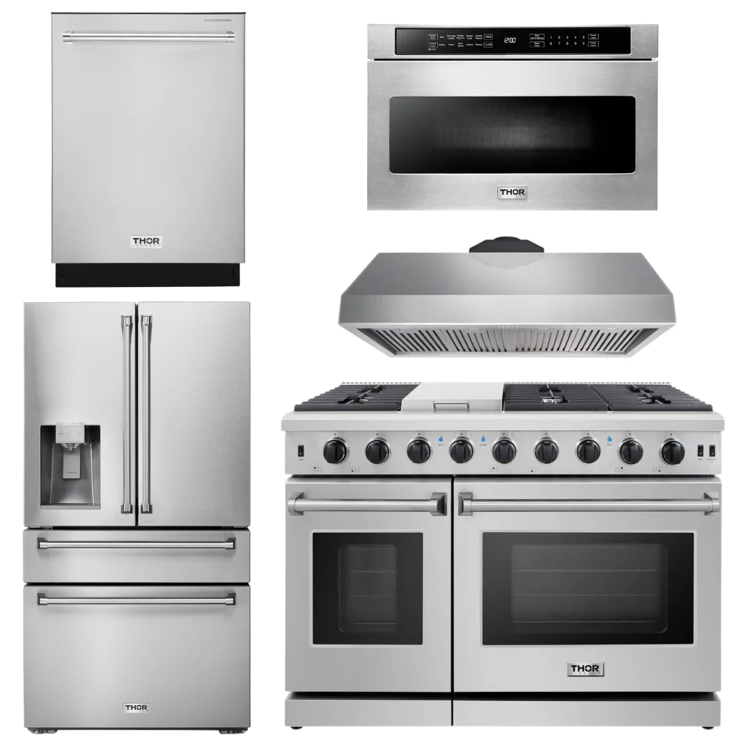 48 Gas Range, Range Hood, Dishwasher, Refrigerator, Microwave S991