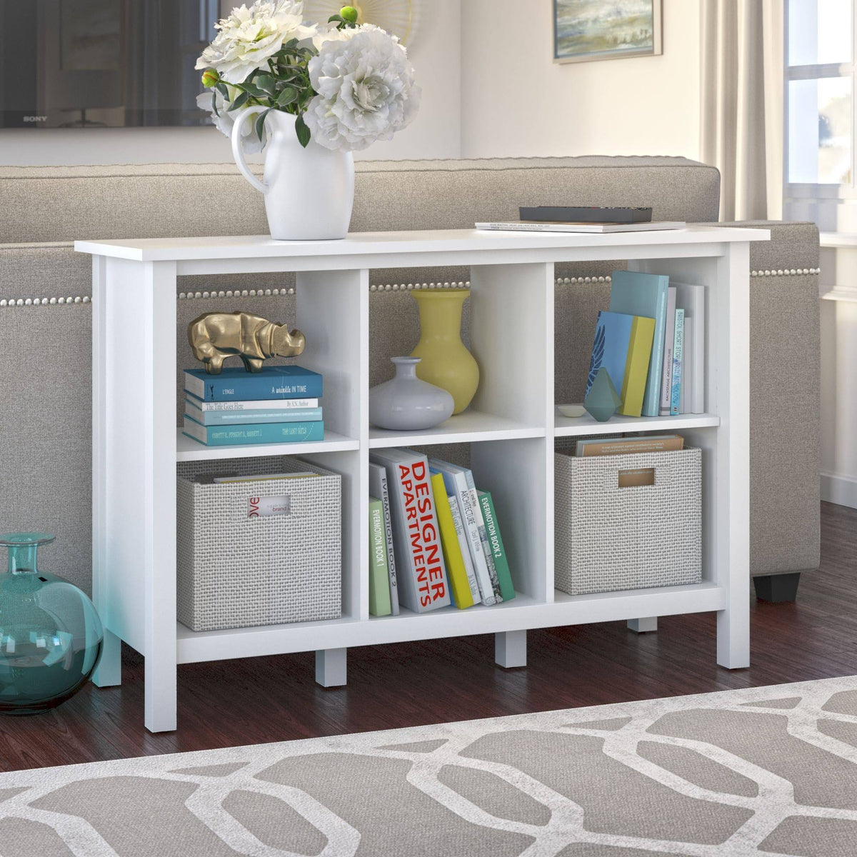 White 6 Cube Storage Bookcase F7910