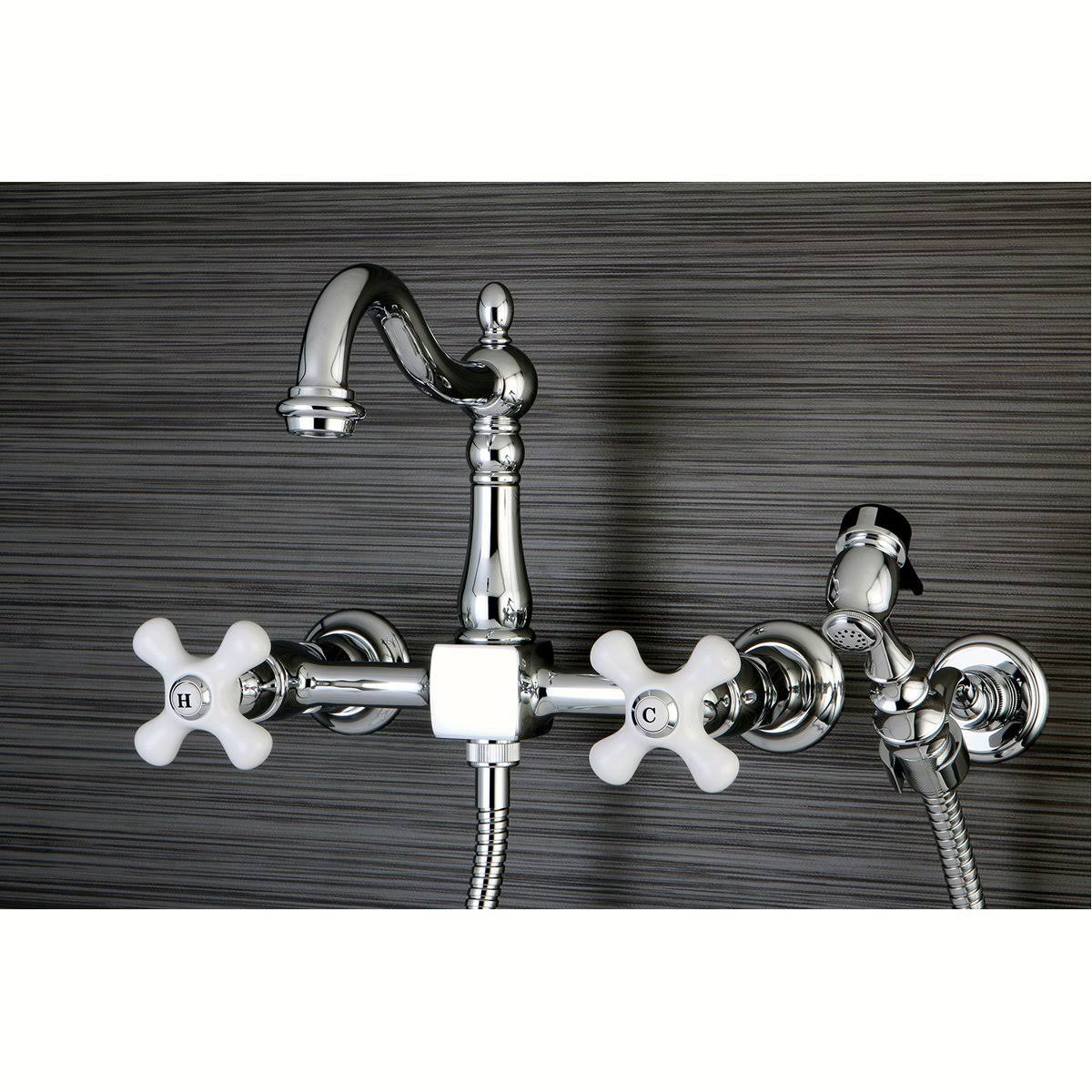 Oil Rubbed Bronze Wall Mount Kitchen Faucet with Brass Sprayer N329200