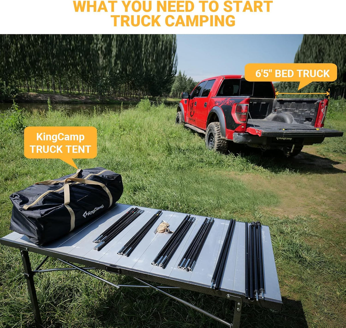6.5 Foot 2 Person Truck Camping Tent with Sun Awning G2416