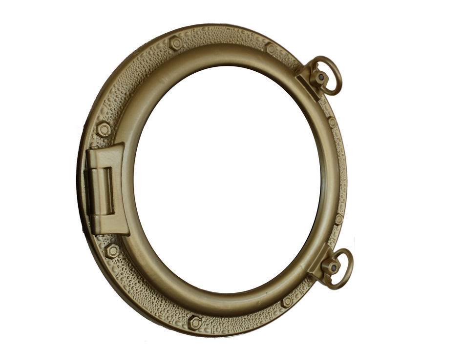 Gold Finish Decorative Ship Porthole Window 20x22 V260