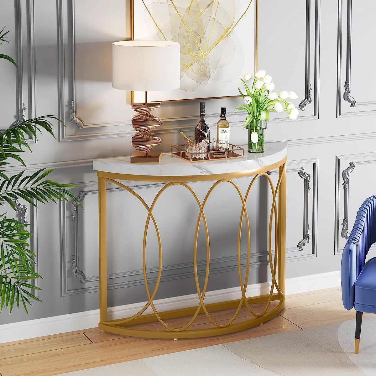 Gold Faux Marble Console Table B1290