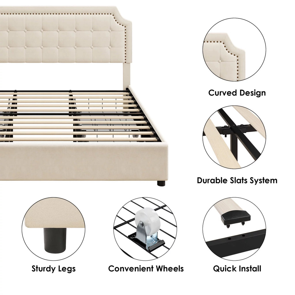 Full Storage Bed with 4 Drawers, Black M478