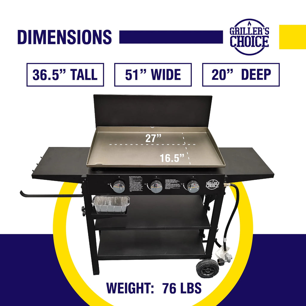 Outdoor Propane Flat Top Griddle Grill with Hood W3687