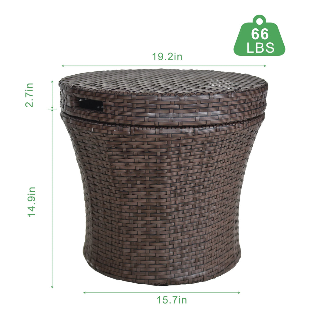 Small Brown Wicker Rattan Side Table with Storage J152