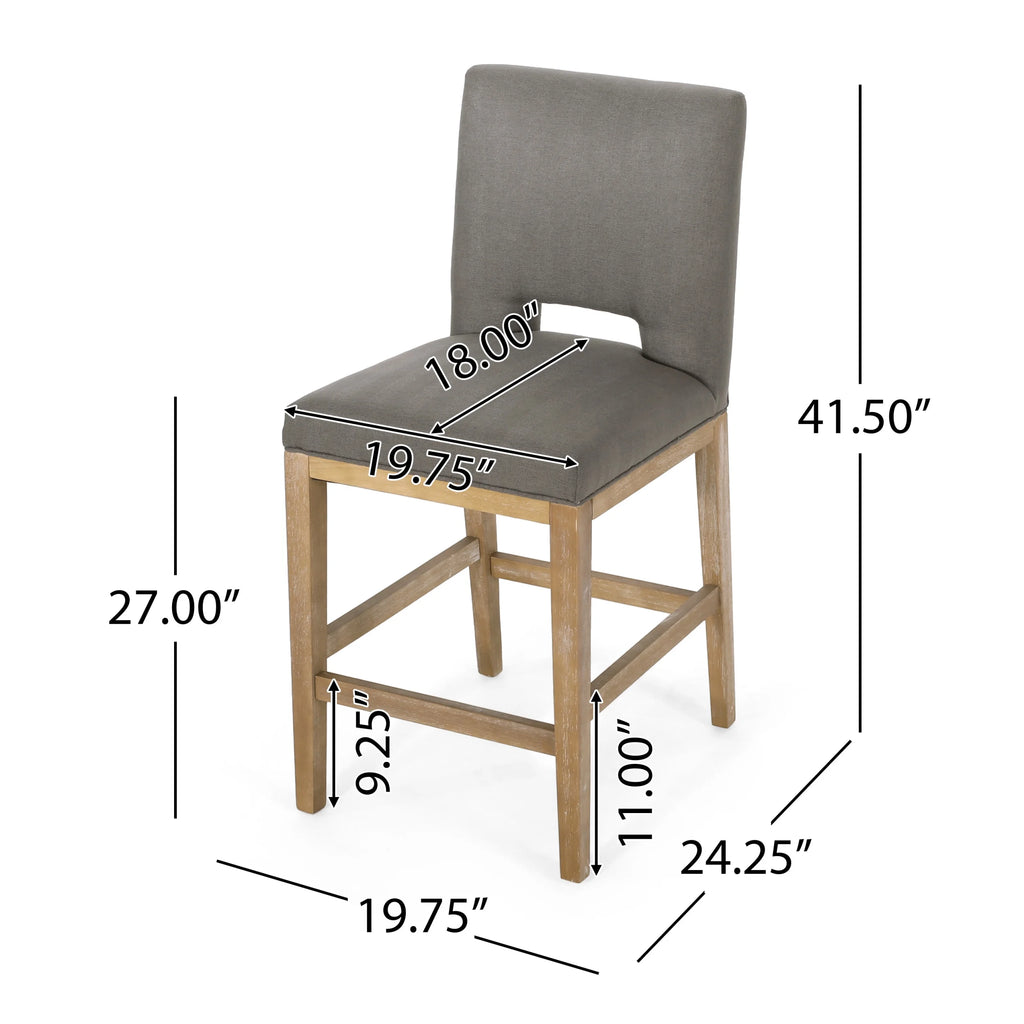 Fabric Upholstered 27 Inch Counter Stools, Set of 2 L104373