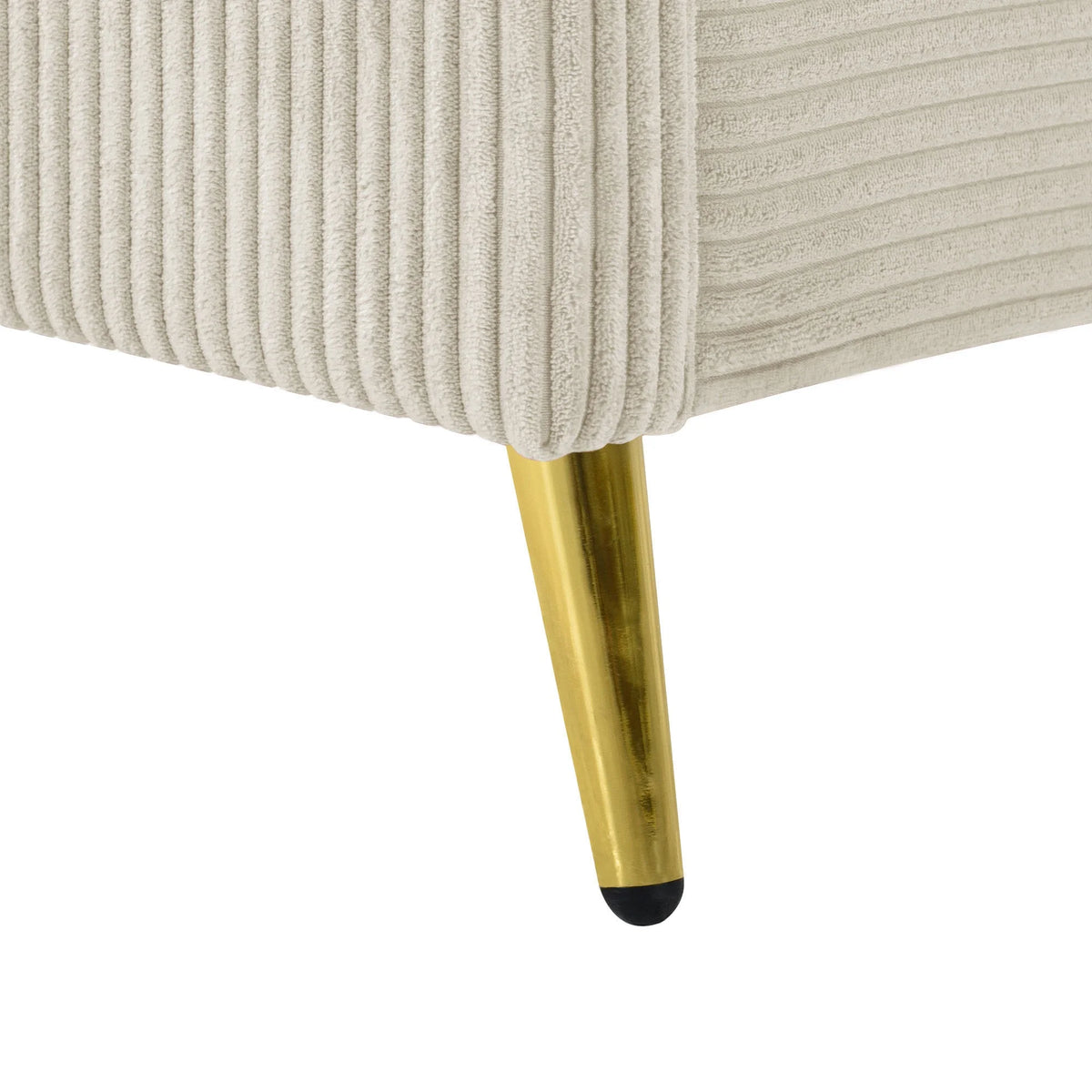 Queen Size Beige Corduroy Platform Bed with Metal Legs S931567