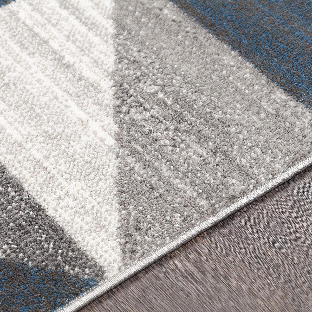 Sky Blue Navy Grey White Square Area Rug Z765889