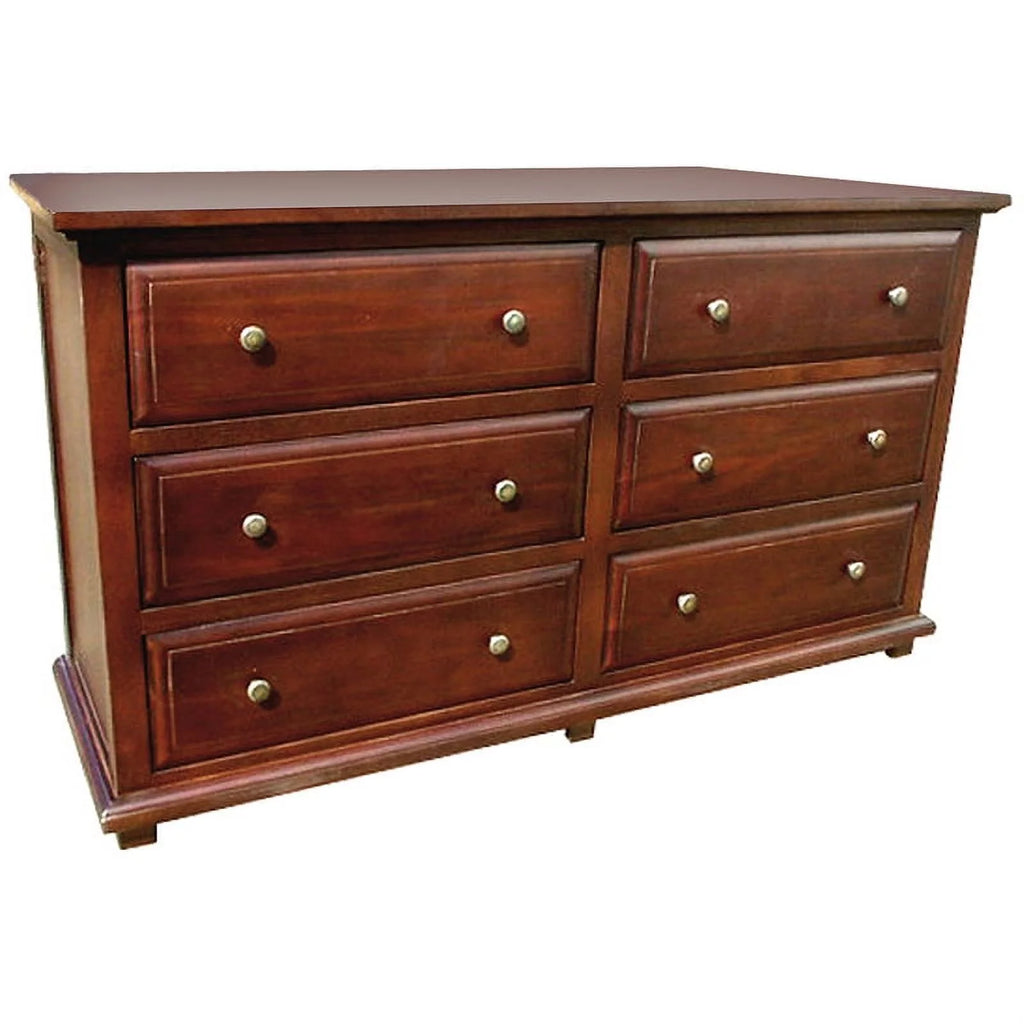 Mahogany Wood 6 Drawer Double Dresser E67670