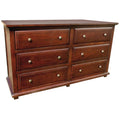 Mahogany Wood 6 Drawer Double Dresser E67670