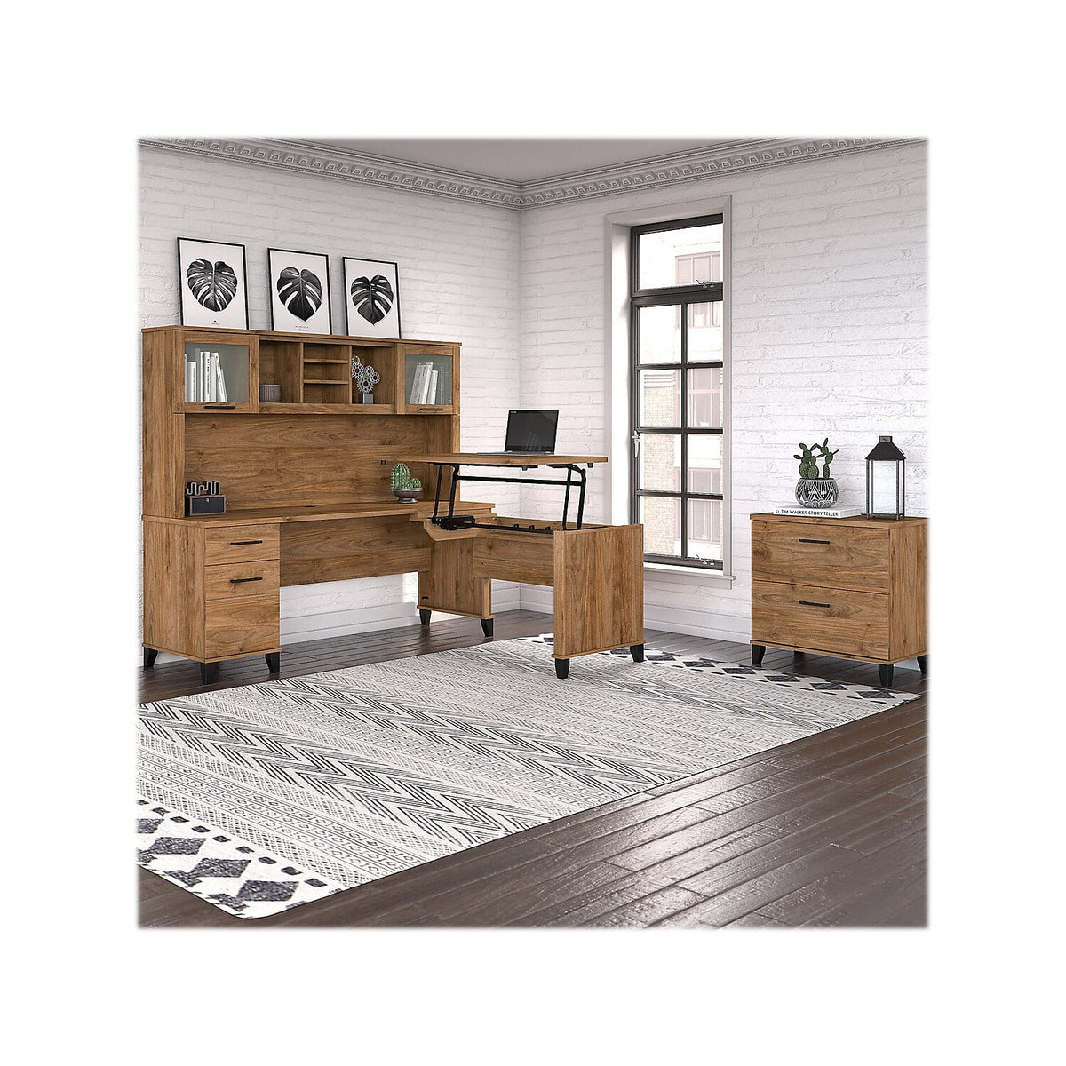 Fresh Walnut Engineered Wood Sit to Stand Return A571