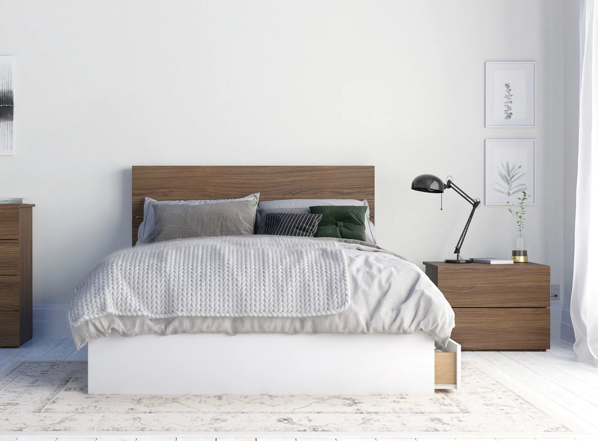3 Piece Full Size Bedroom Set Walnut and White J83282