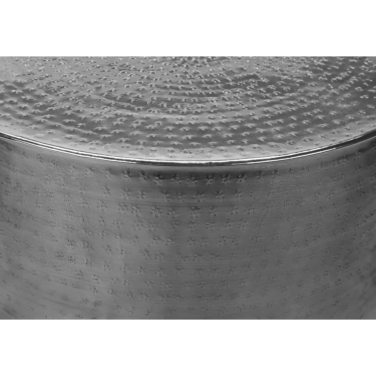 Hammered Drum Shaped End Table 22" Chrome R683