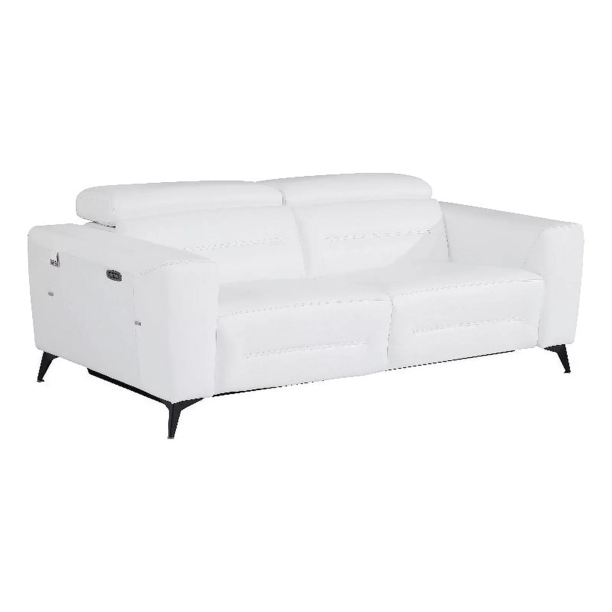 White Italian Leather Power Recliner Sofa T91923