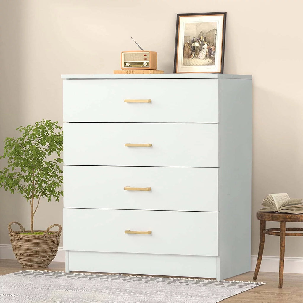 White 4-Drawer Wood Dresser F330392
