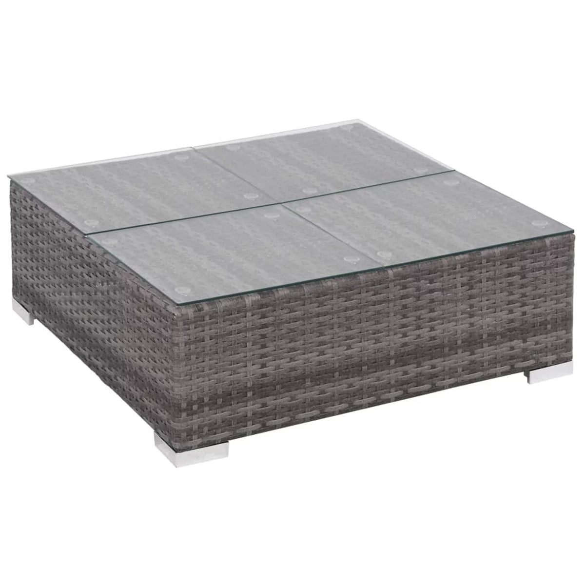 8 Piece Cushioned Gray Poly Rattan Sectional Sofa Set with Coffee Table P329