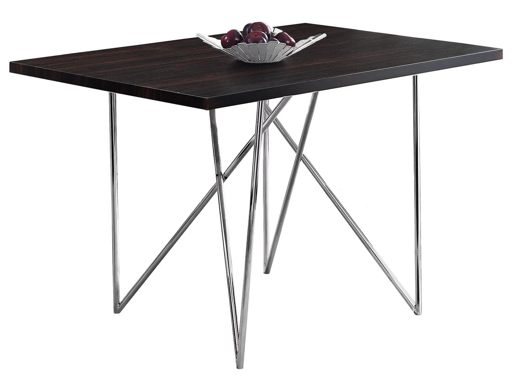 Silver and Coffee Brown Contemporary Rectangular Dining Table G627415