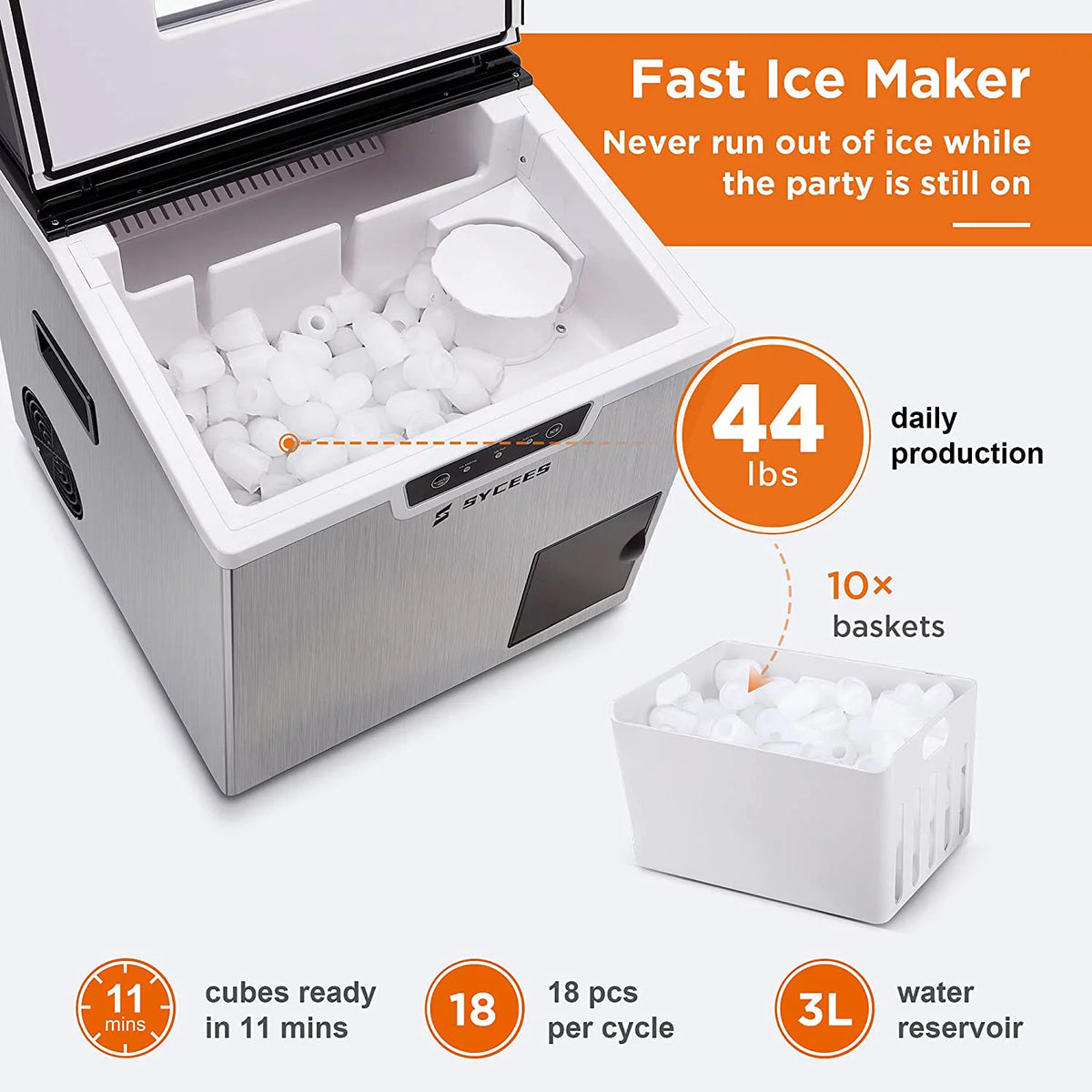 2-in-1 Countertop Ice Maker and Shaver Machine with Ice Scoop and Basket I703