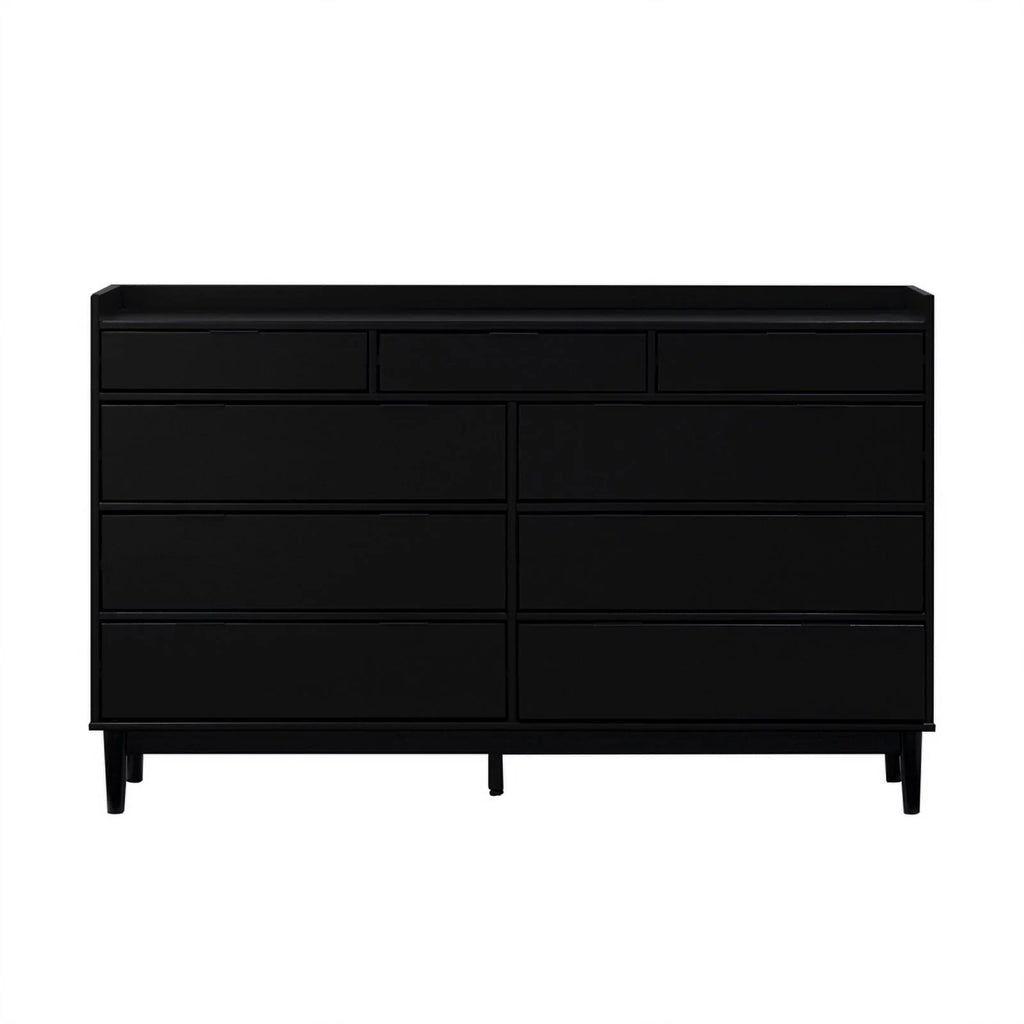 60" Black 9 Drawer Solid Wood Dresser L562