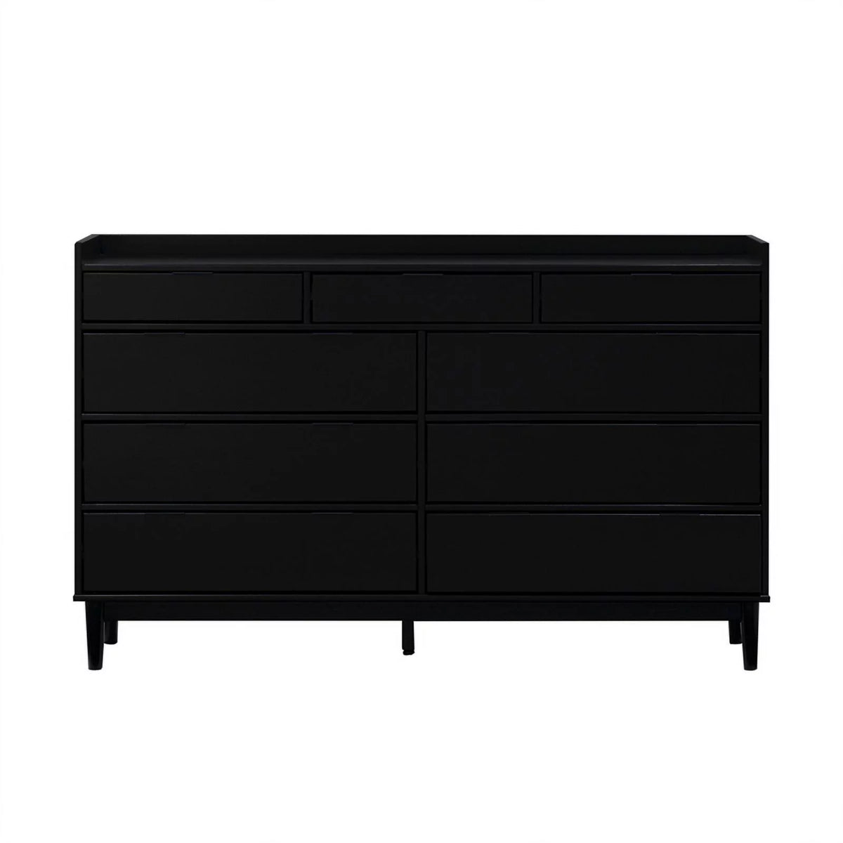 60" Black 9 Drawer Solid Wood Dresser L562