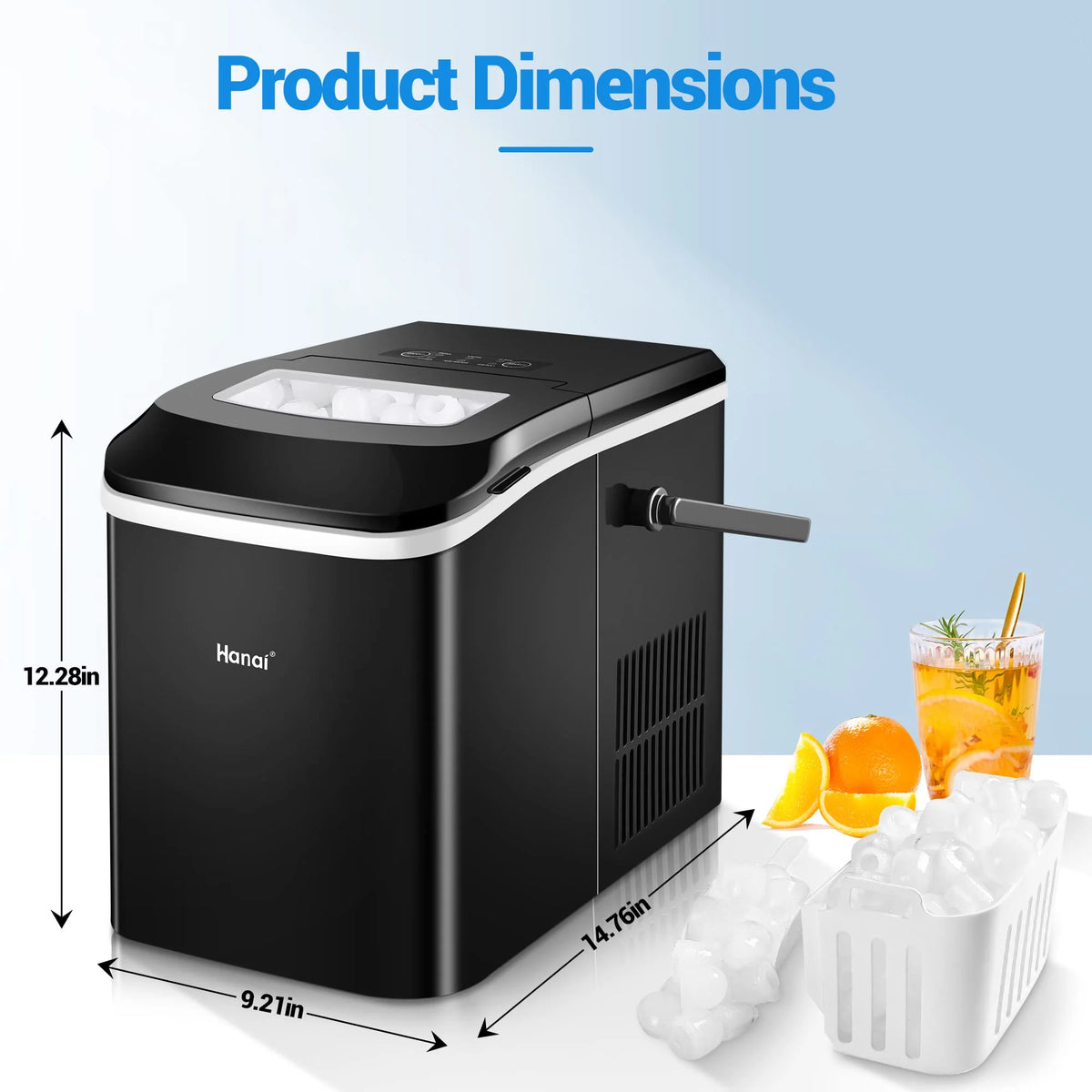 Countertop Ice Maker Machine 2 Ice Sizes 26.5 lbs 1.1L P269