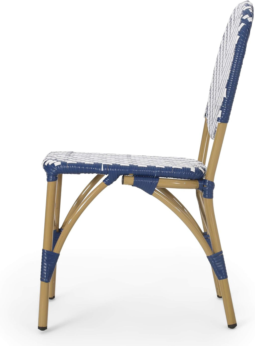 Navy Blue White Bamboo Finish Outdoor Bistro Chair G78822