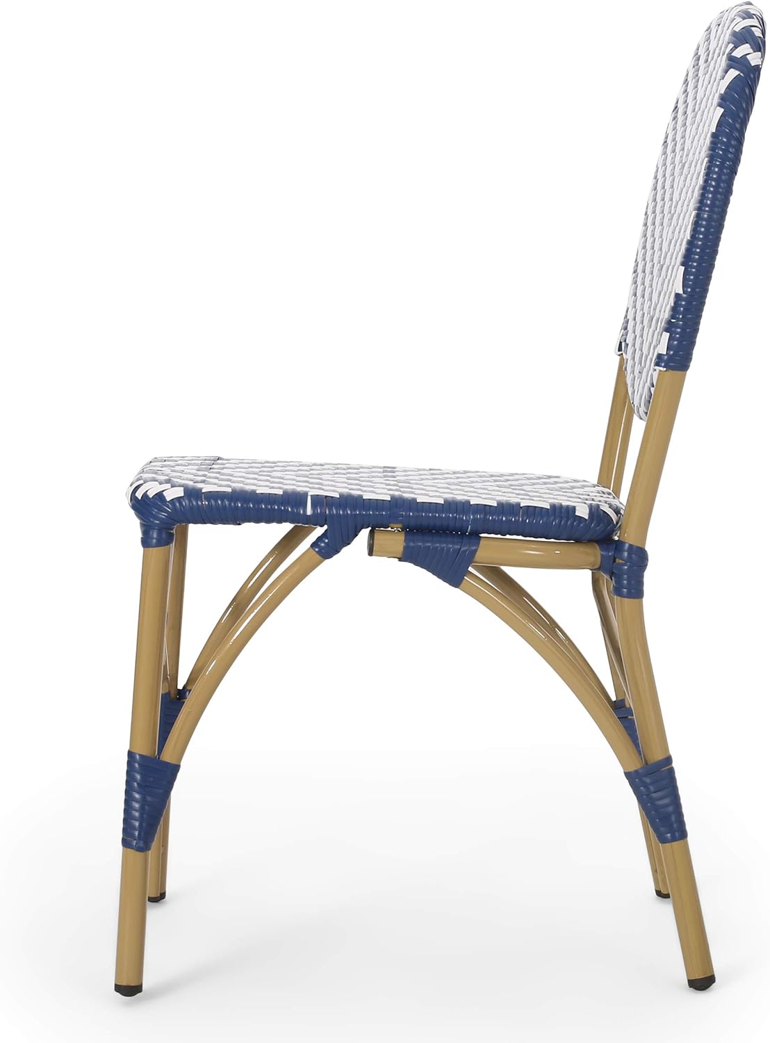 Navy Blue White Bamboo Finish Outdoor Bistro Chair G78822