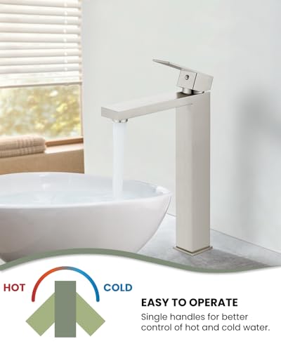 Brushed Gold Tall Single Handle Vessel Sink Faucet B637