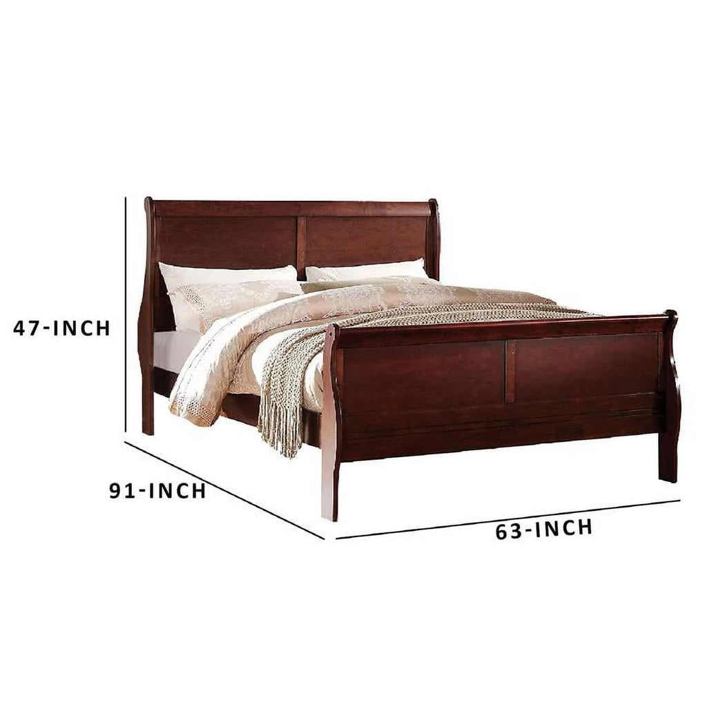 Brown Wood Queen Sleigh Bed T610