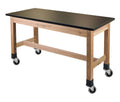 24x54x22 Wood Science Lab Table with Phenolic Top and Casters U93938